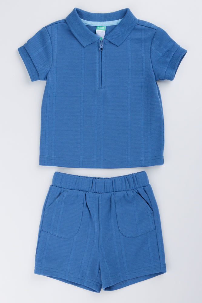 Textured Golfer & Shorts Set