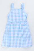 Blue Gingham Bow Detail Dress