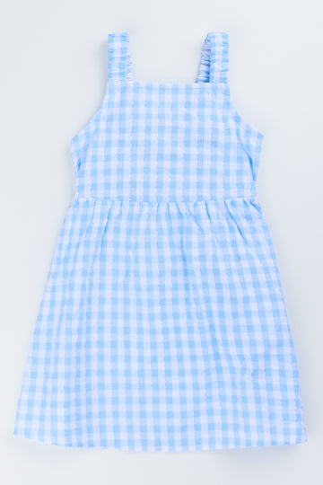 Blue Gingham Bow Detail Dress