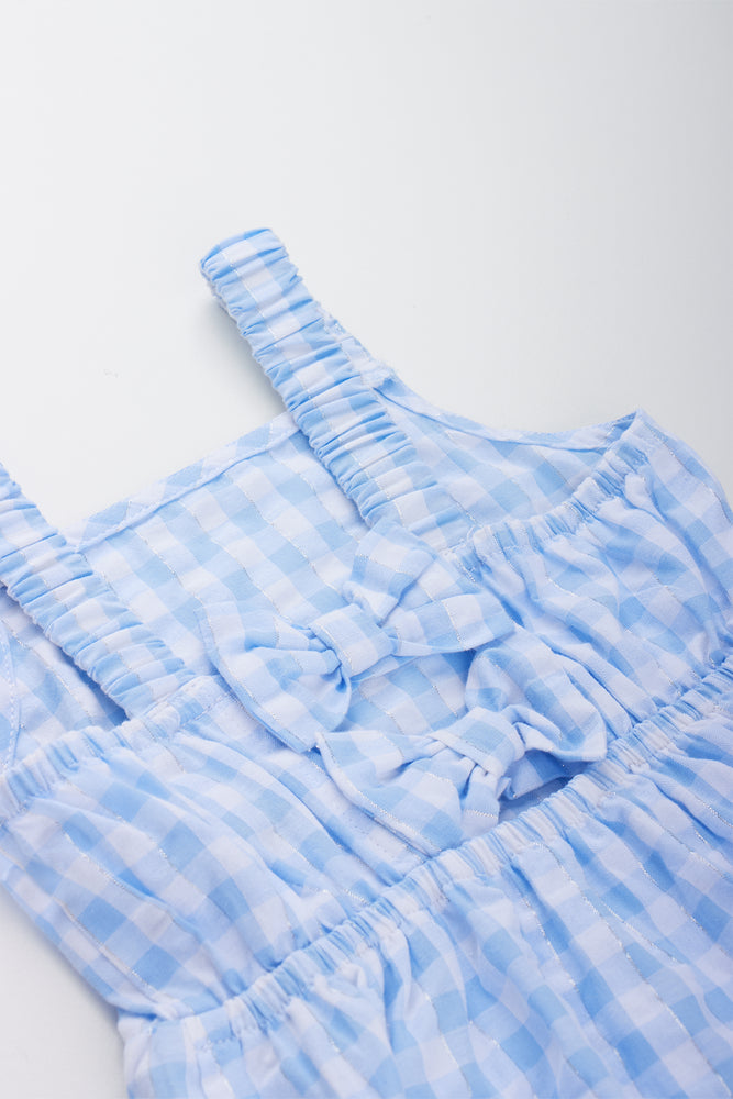 Blue Gingham Bow Detail Dress (1)