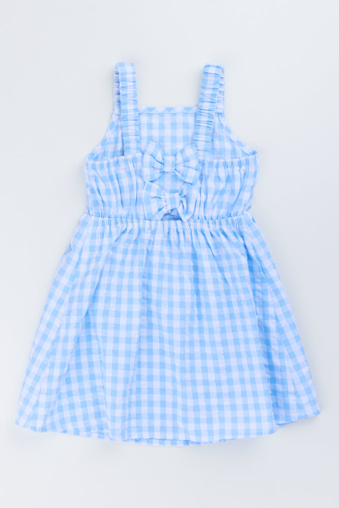 Blue Gingham Bow Detail Dress (2)