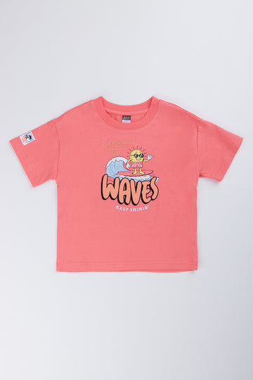 Coral Oversized Graphic T-Shirt