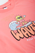 Coral Oversized Graphic T-Shirt (1)