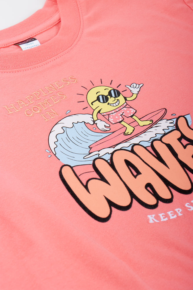 Coral Oversized Graphic T-Shirt (1)