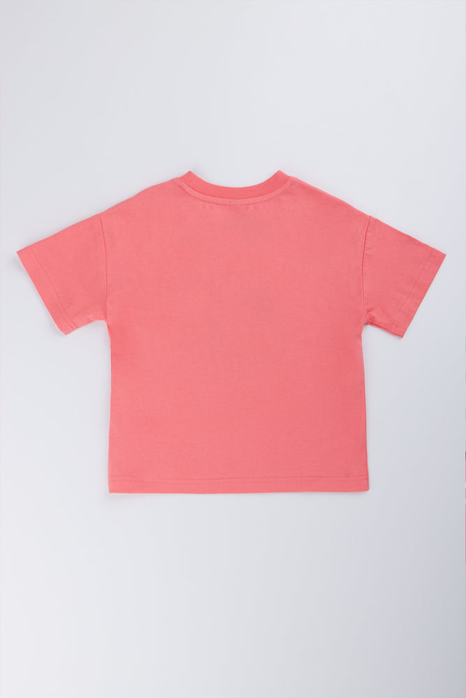 Coral Oversized Graphic T-Shirt (2)
