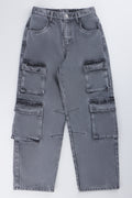 Grey Denim Cargo Pants
