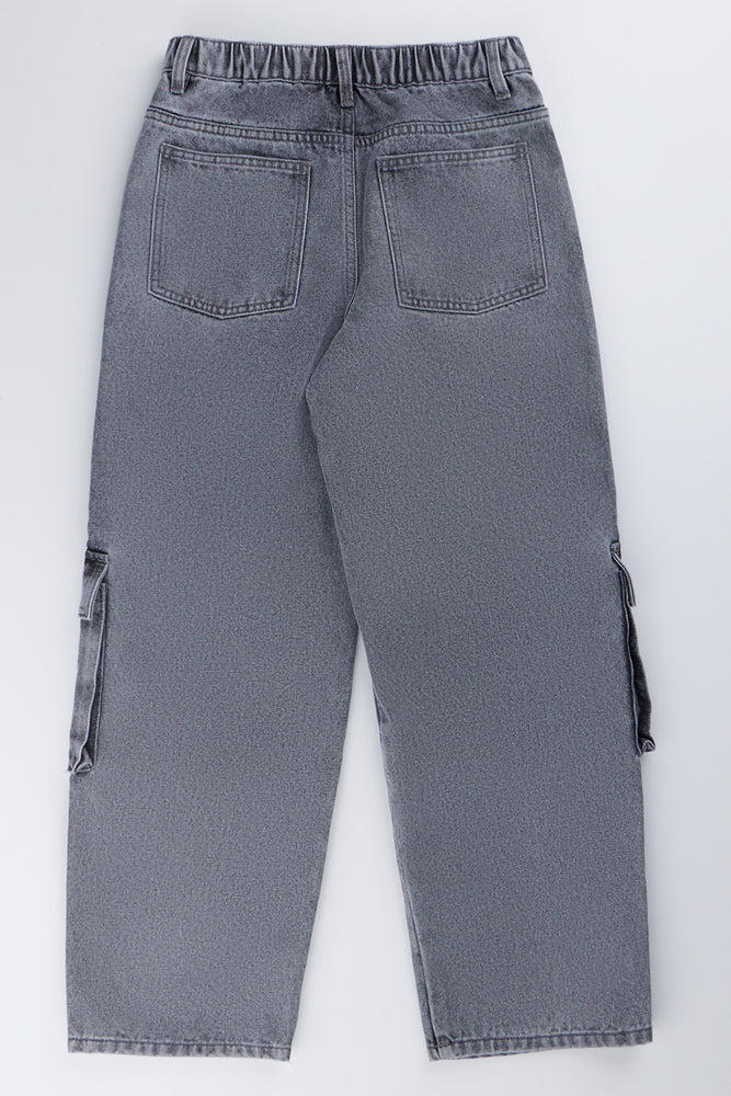 Grey Denim Cargo Pants (2)