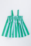 Green Striped Woven Dress