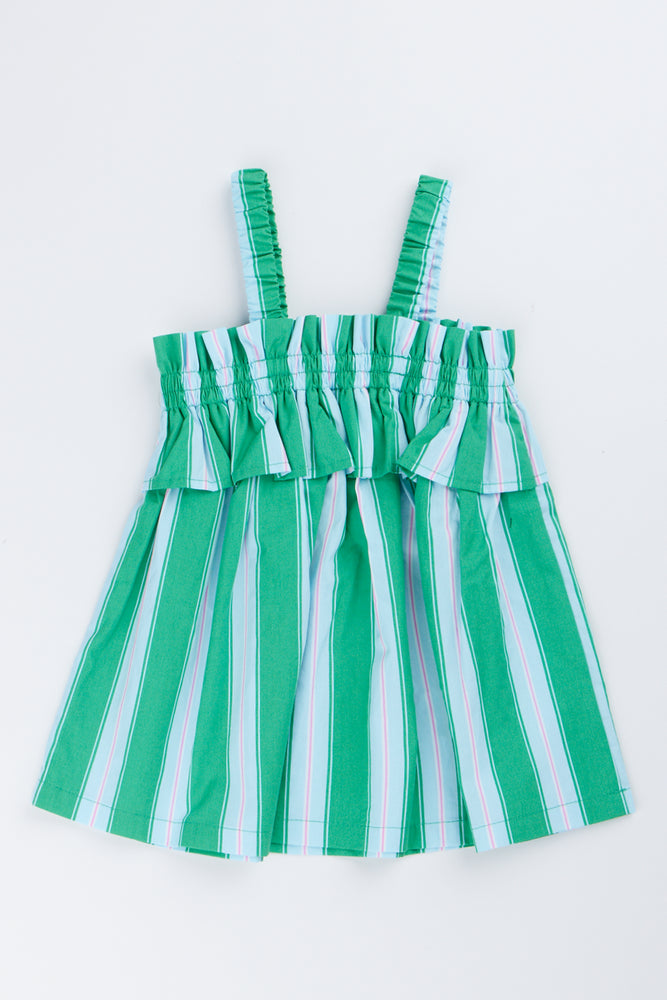 Green Striped Woven Dress (2)