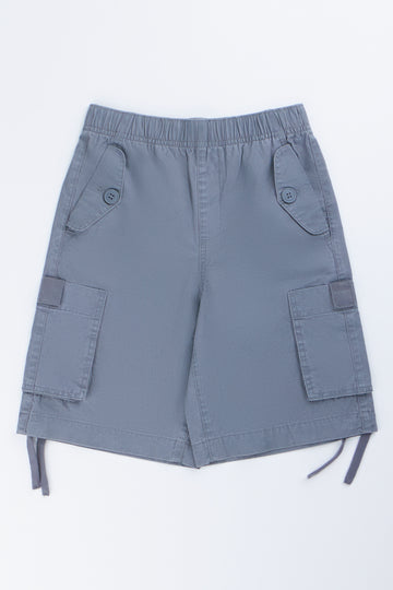 Washed Grey Cargo Utility Shorts