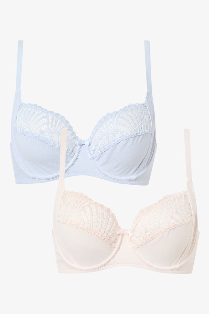 2 Pack Lace Trim Underwire Bras (1)