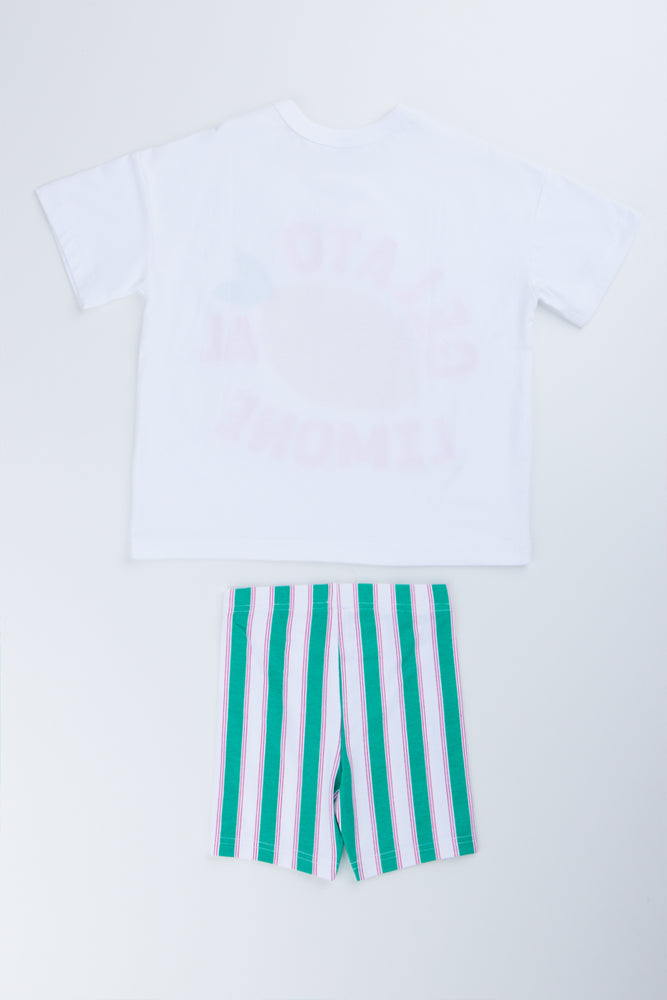 Lemon Print Oversized Tee Short Set (2)
