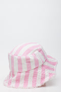 Pink White Striped Denim Bucket Hat (3)