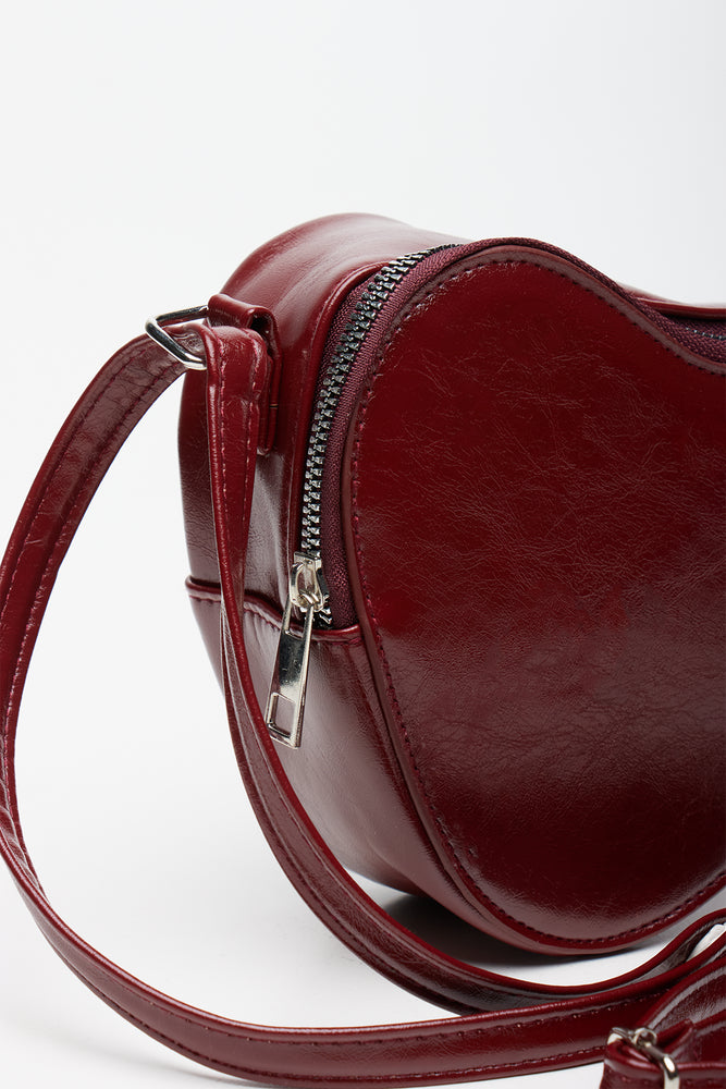 Burgundy Heart Shaped Crossbody Bag (1)