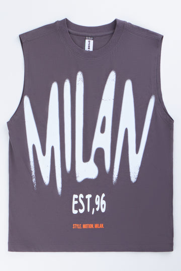 Charcoal Milan Sleeveless Muscle T-Shirt
