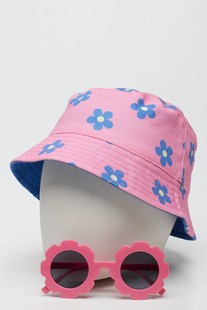 Floral Bucket Hat & Sunglasses Set