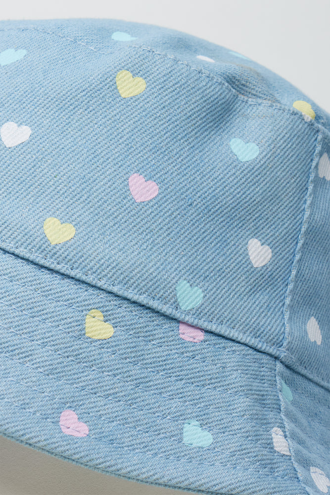 Heart Denim Bucket Hat & Sunglasses Set (1)