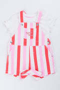 Striped Berry Dungaree Set