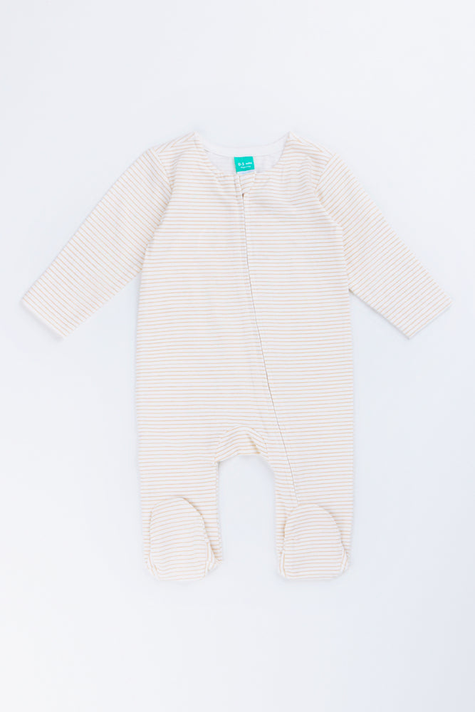 Striped Cotton Footed Sleepsuit