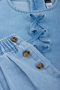 Bow Detail Denim Short Set (1)