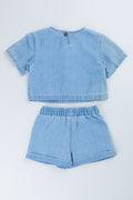 Bow Detail Denim Short Set (2)