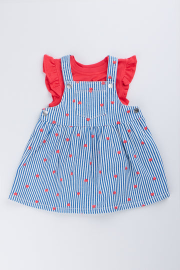 Stripe Heart Print Pinni Set