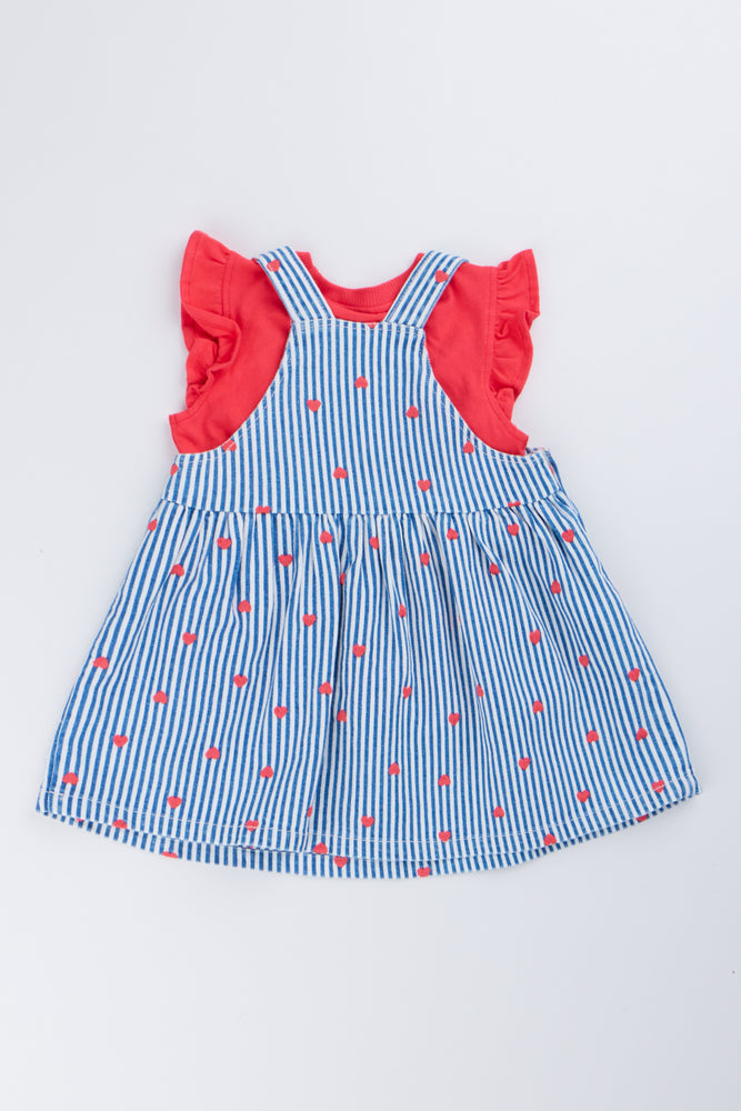 Stripe Heart Print Pinni Set (2)
