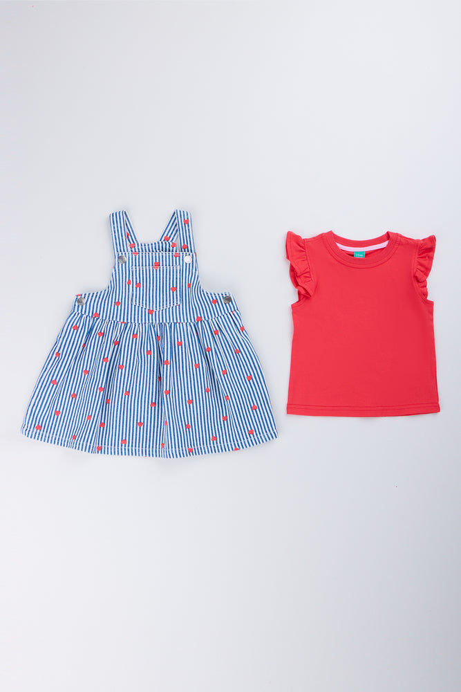 Stripe Heart Print Pinni Set (3)