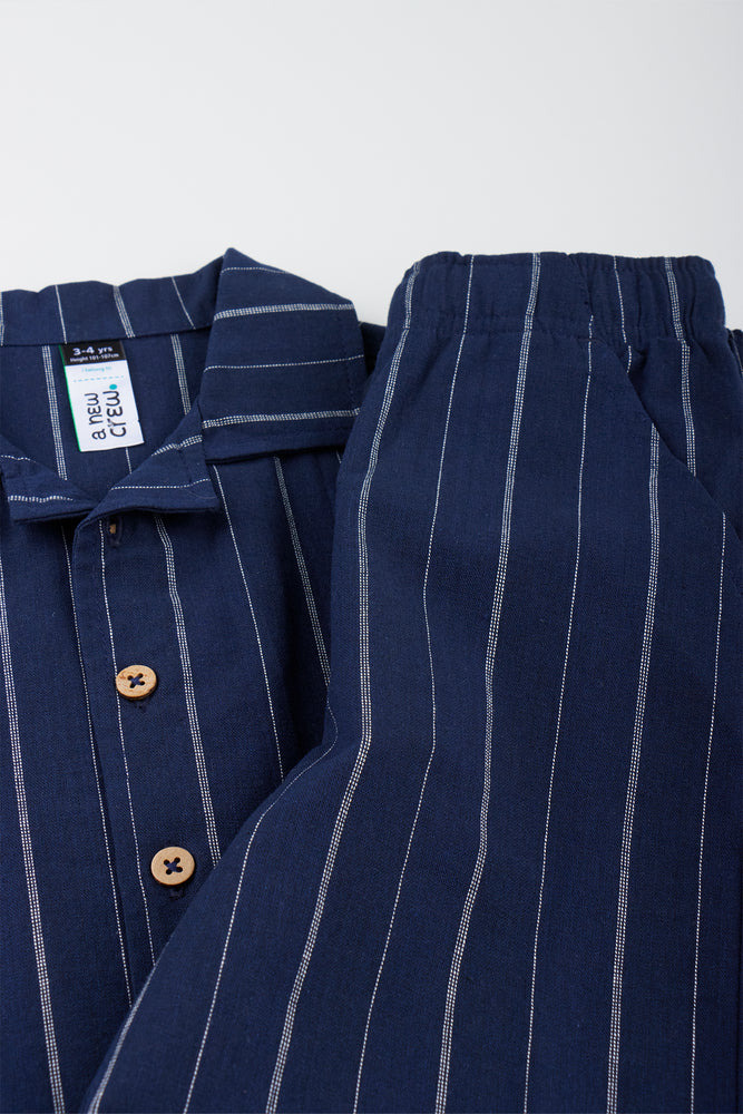 Navy Striped Shirt & Pants Set (1)