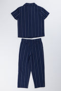 Navy Striped Shirt & Pants Set (2)