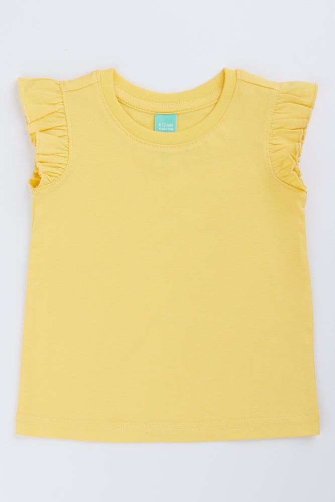 Yellow Frill Sleeve Vest
