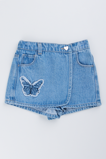 Blue Butterfly Denim Skort