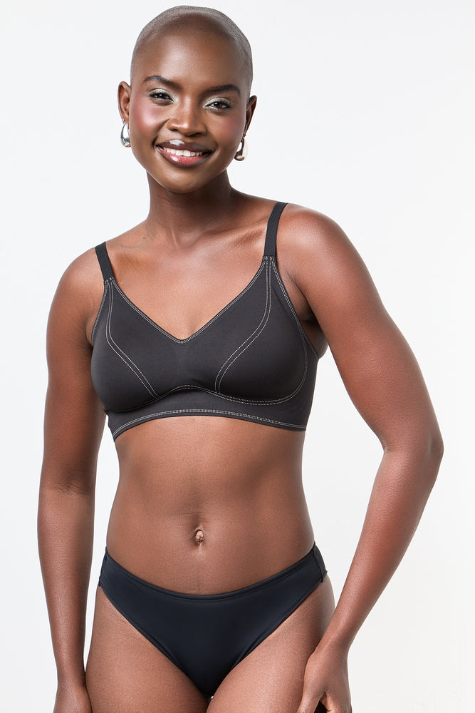 Black Microfibre Jelly Bra