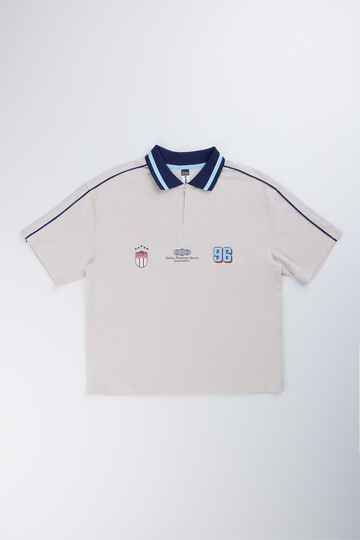 Beige Sporty Striped Golfer