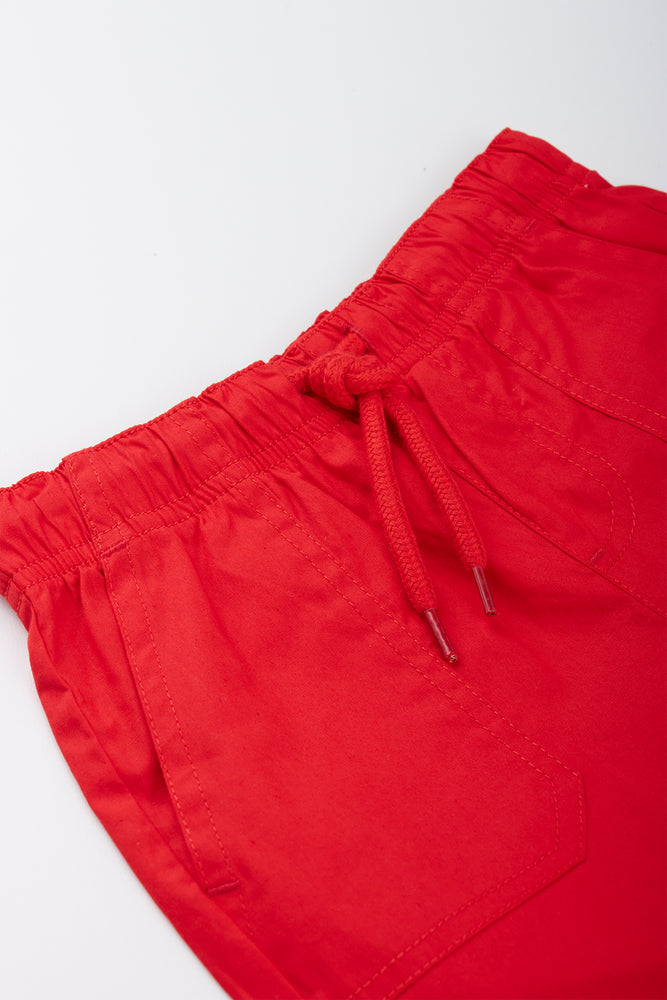 Red Plain Poplin Shorts (1)