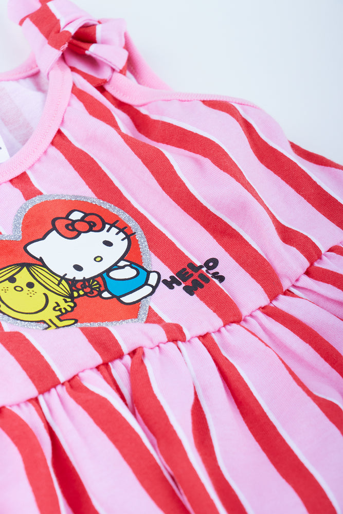 Red Pink Striped Hello Miss Dress (1)