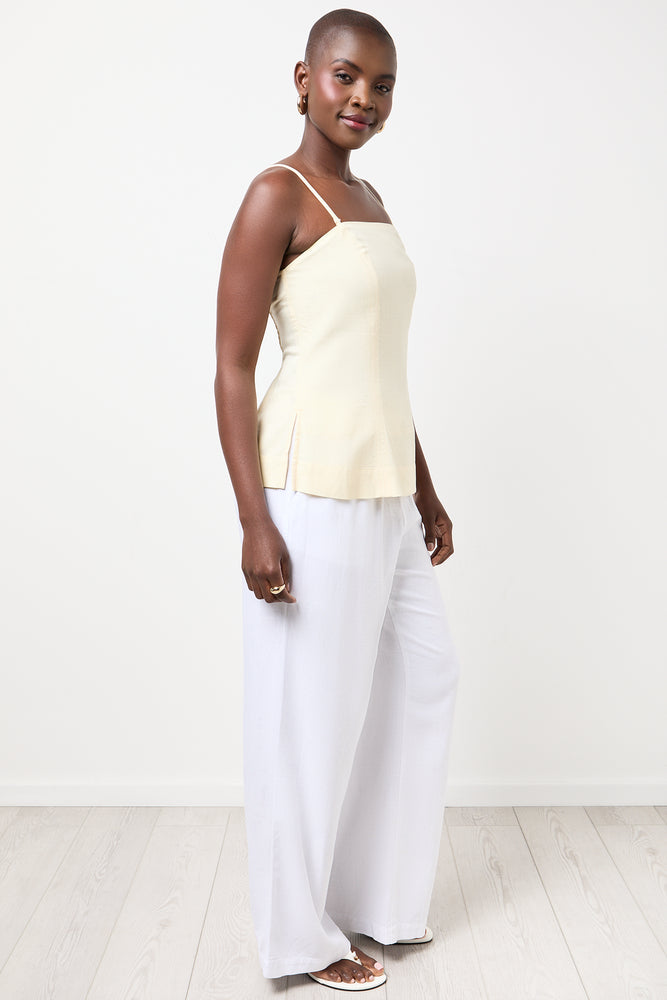 Yellow Sleeveless Linen Blend Top (1)