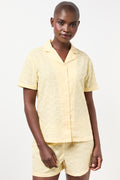 Yellow Woven Anglaise Shorty Set (1)