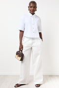 White Wideleg Poplin Pants