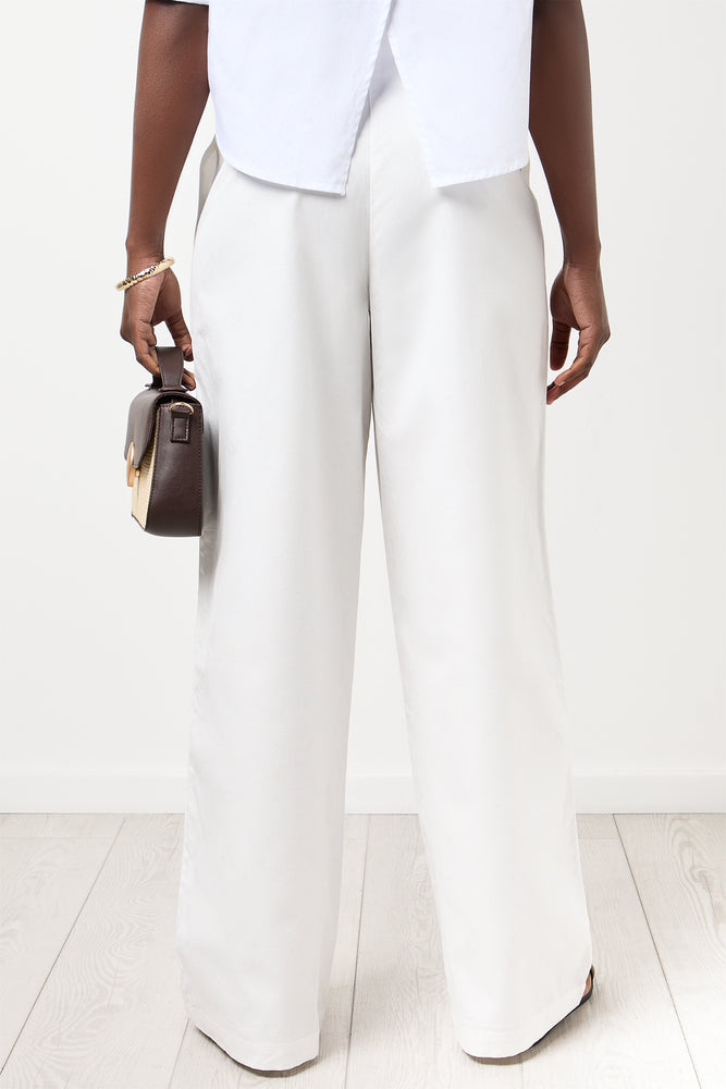 White Wideleg Poplin Pants (2)