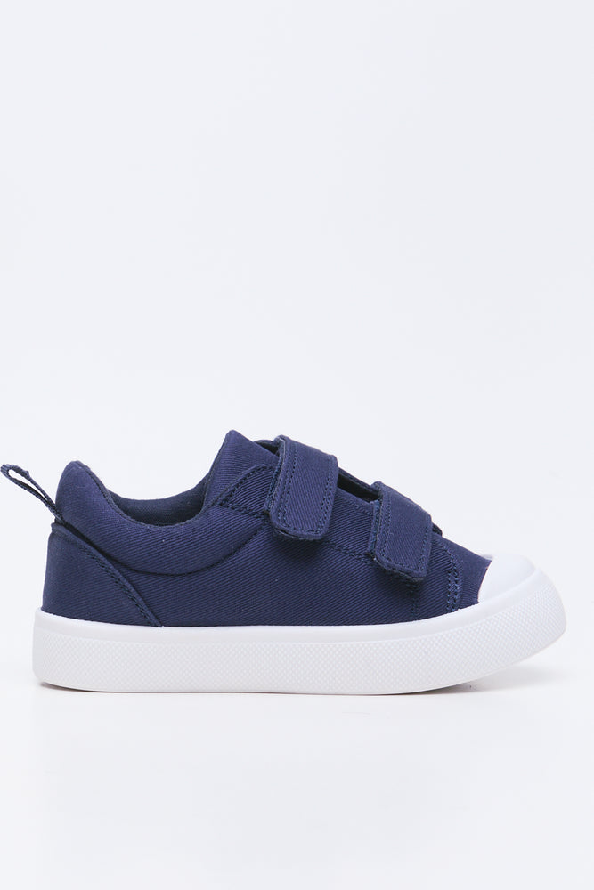 Navy Double Strap Canvas Sneakers (1)