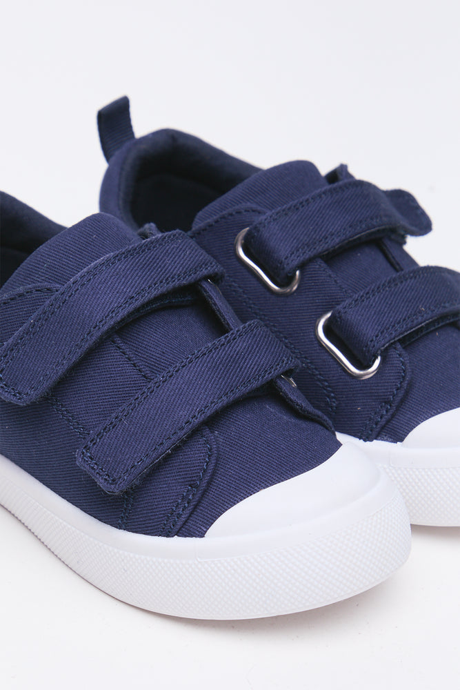 Navy Double Strap Canvas Sneakers (2)