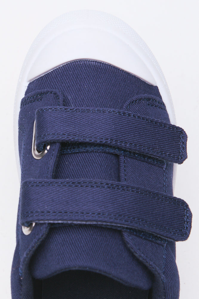 Navy Double Strap Canvas Sneakers (4)