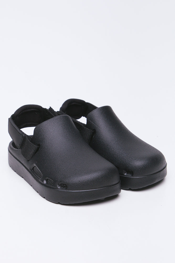 Black Utility Clog Sandals