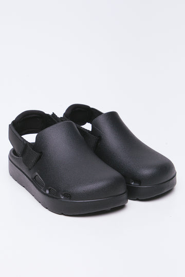 Black Utility Clog Sandals