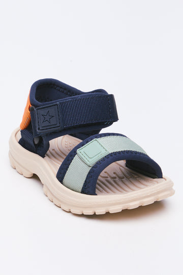 Navy Colourblock Trekker Sandals