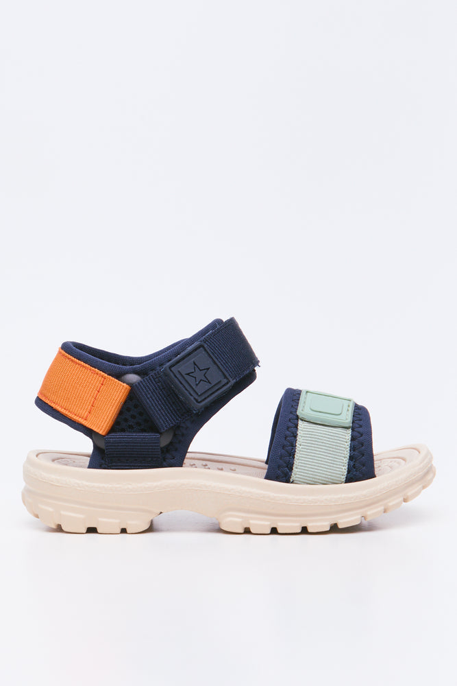 Navy Colourblock Trekker Sandals (1)