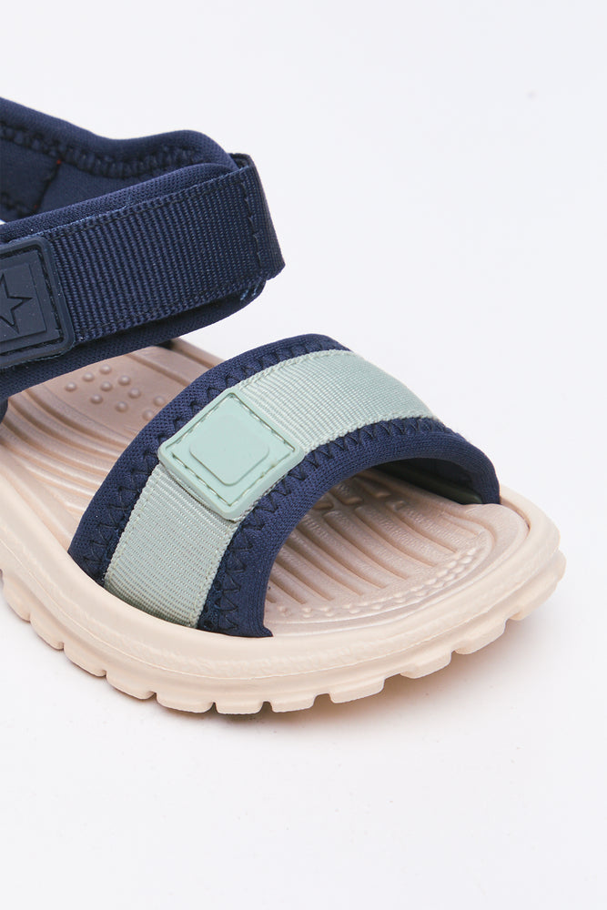 Navy Colourblock Trekker Sandals (2)