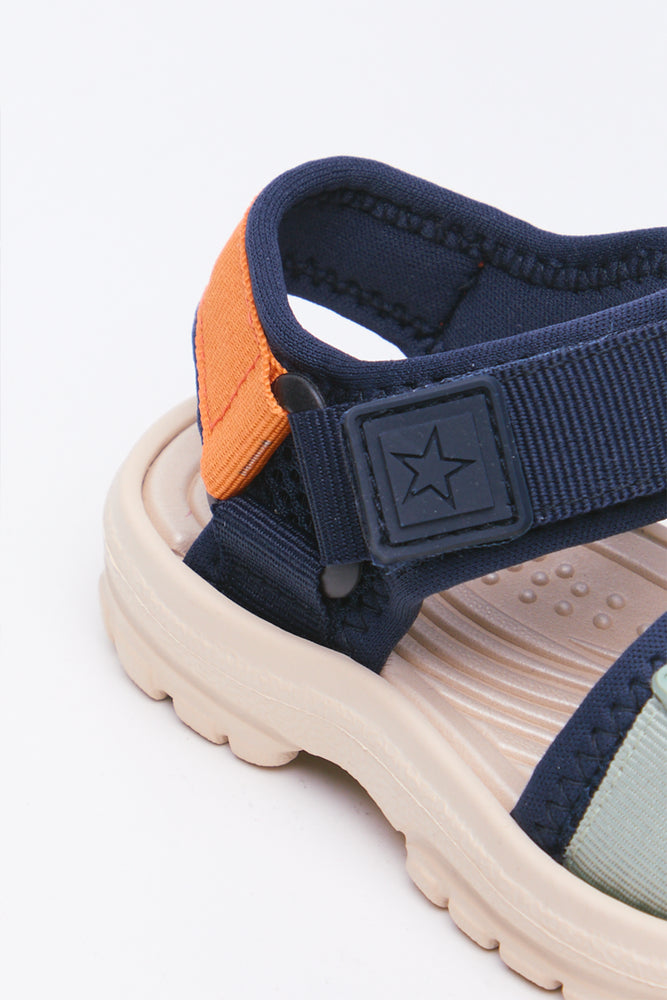 Navy Colourblock Trekker Sandals (3)