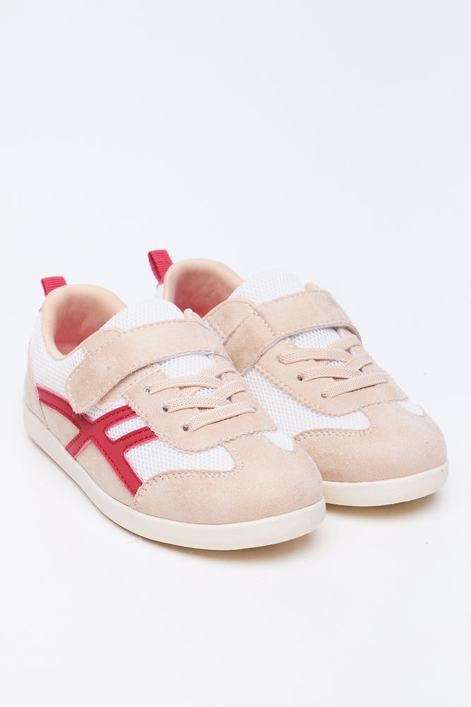Cream Widefit Mesh Casual Sneakers